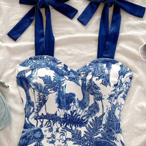 Boho Women's Casual Floral Print one piece swimsuit - Picture 5 of 6